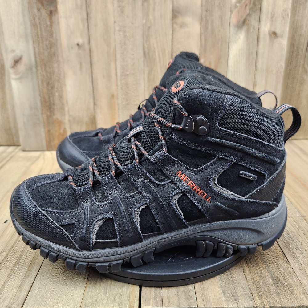 Merrell Alverstone Mens size 8.5 Waterproof Hiking Boots Black J09599 Mid Top
